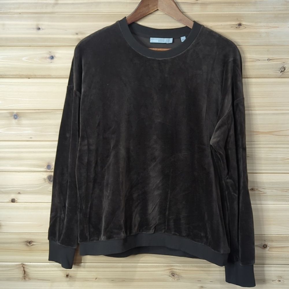 Vince Top Womens‎ Small Brown Velour Long Sleeve Pullover Casual Classic Velvet